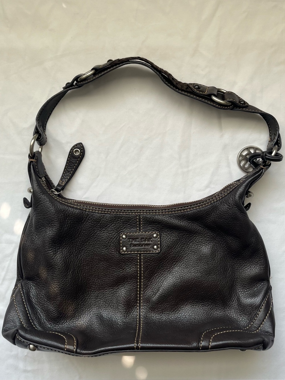The Sak Chocolate Brown Pebbled Leather Shoulder Bag